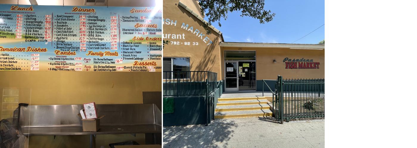 Pasadena Fish Market Menu