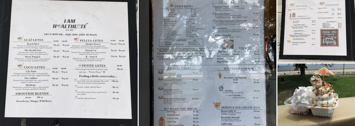 Sno Fro's & I Am Healthlete Menu