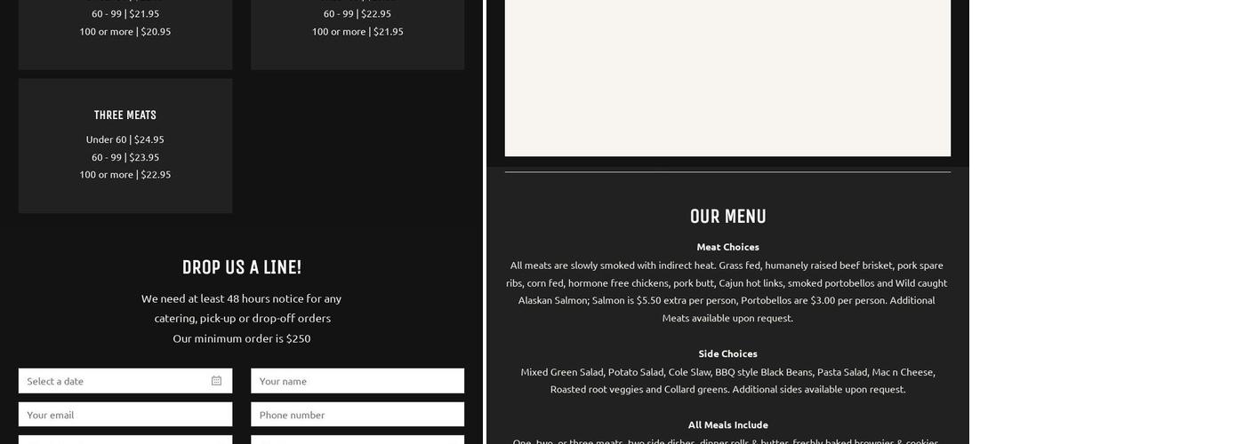 Black Bean BBQ Catering Menu