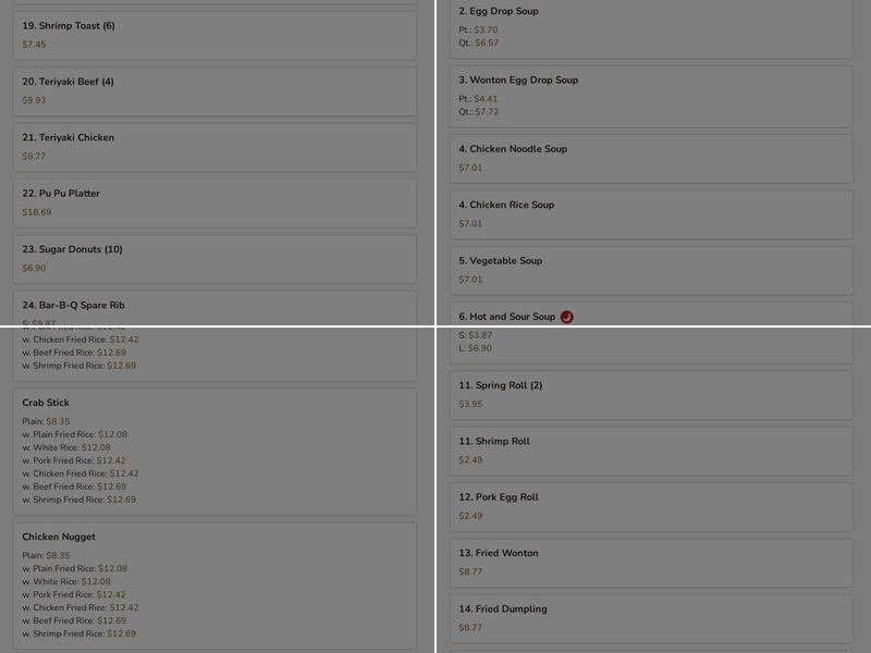 Lucky | Chinese Restaurant Menu