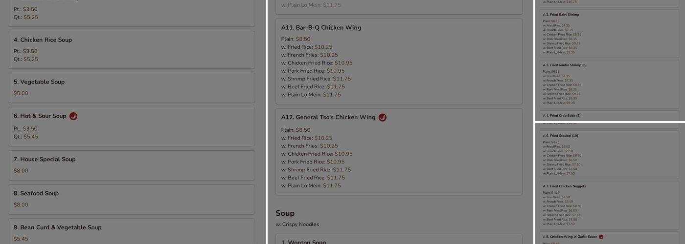 New China Dragon Menu