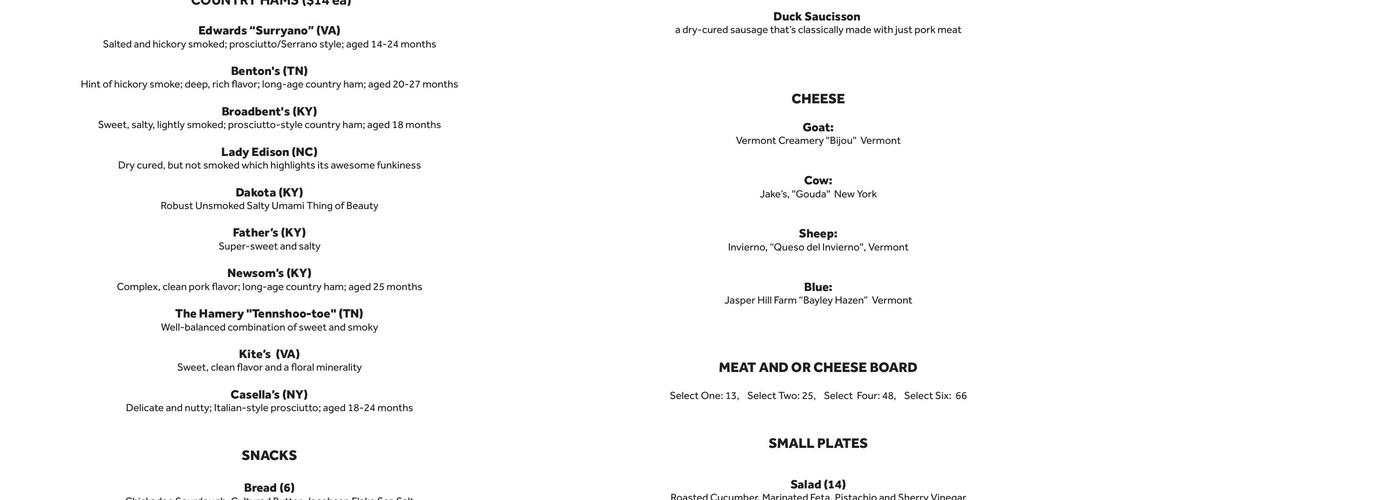 & Sons Buttery Menu