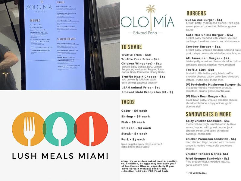 Solo Mía Wynwood Menu