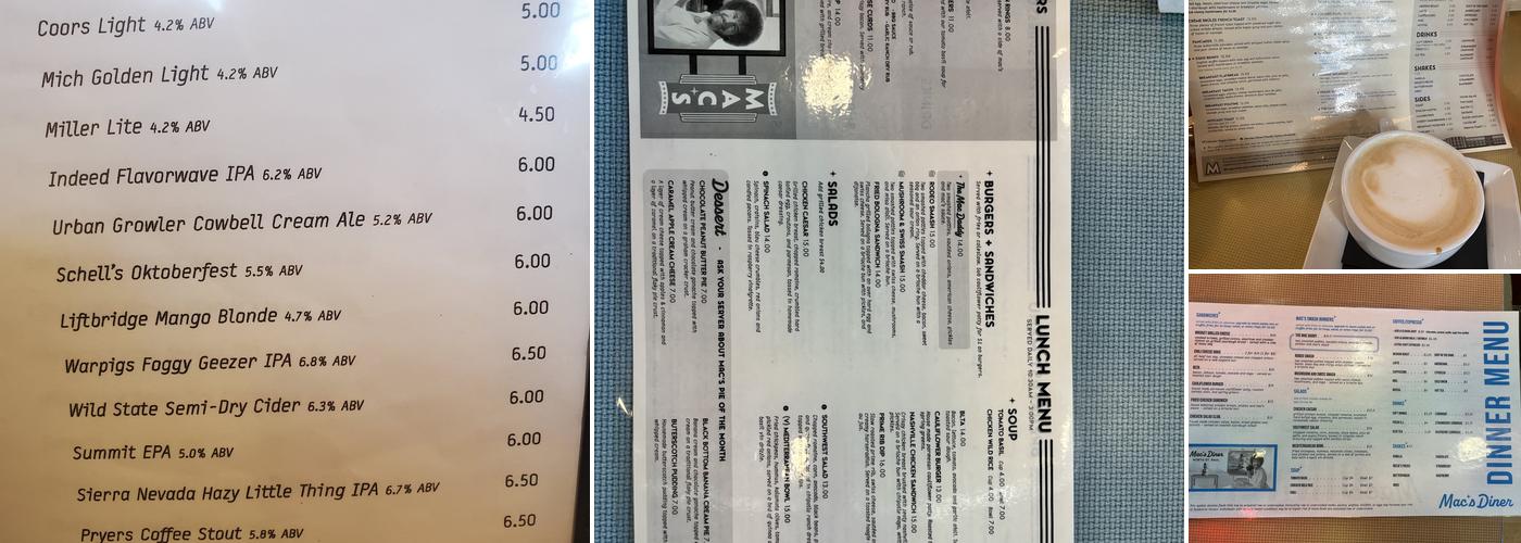 Mac's Diner Menu