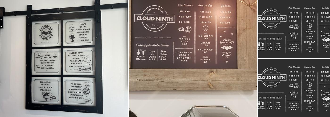 Cloud Ninth Creamery Menu