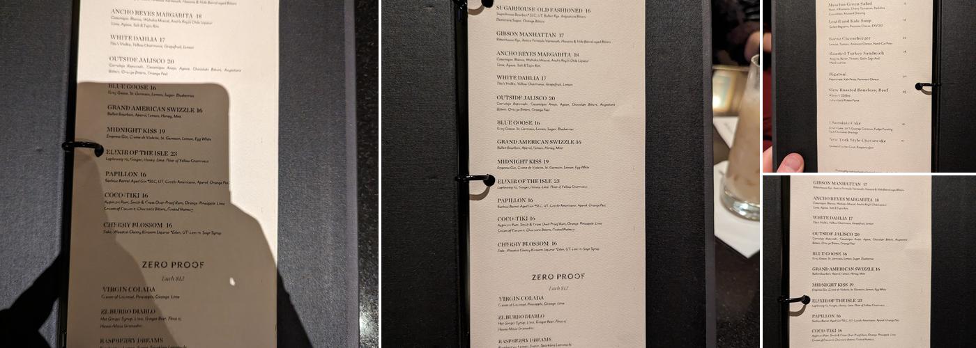 The Gibson Lounge Menu