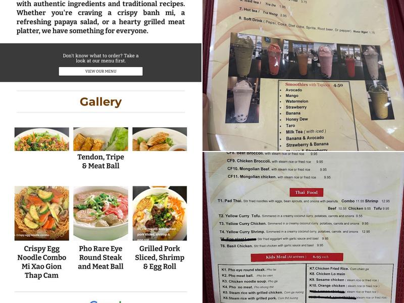 Pho Win Menu