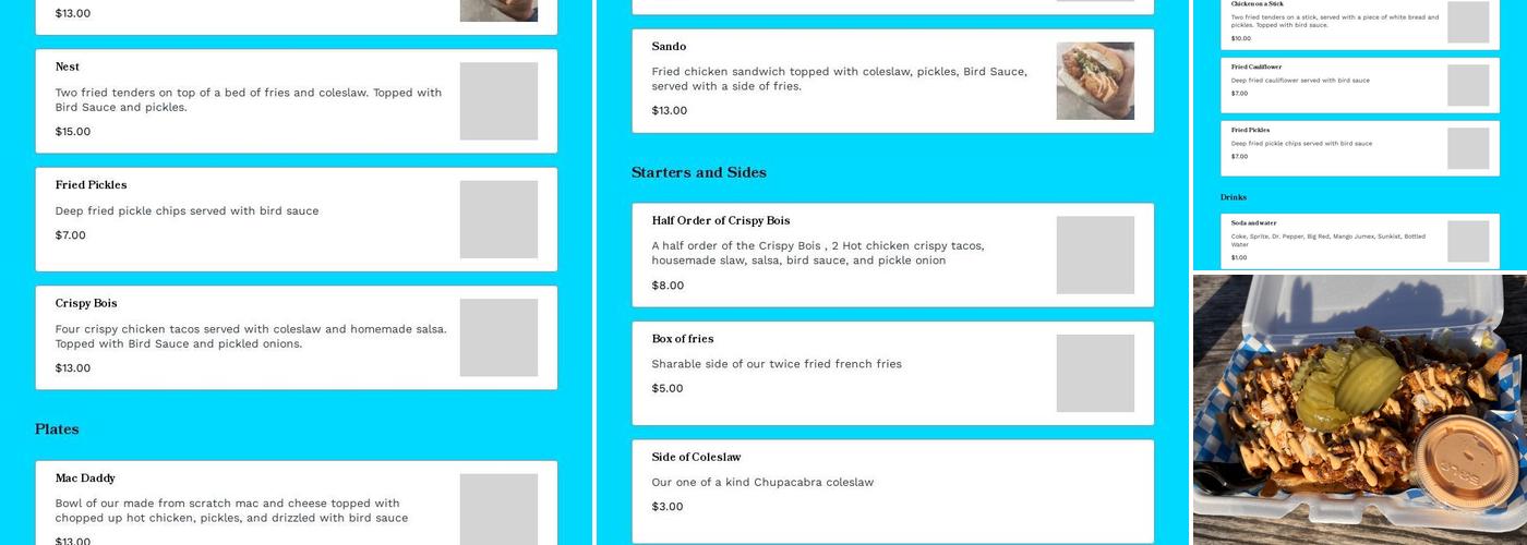 Chi Chi Birds Hot Chicken Menu