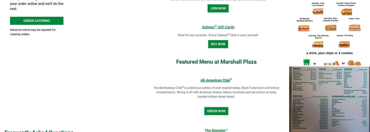 Subway Menu