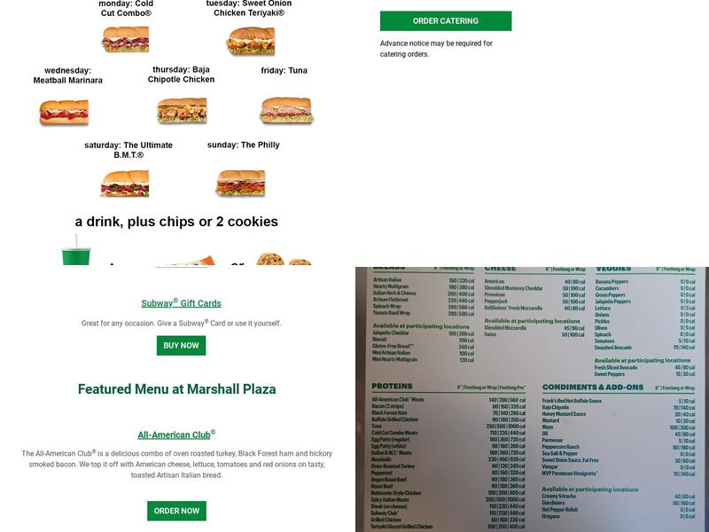 Subway Menu