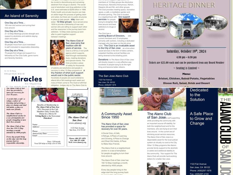 Alano Club Of San Jose Menu