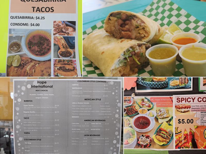 E Hope International Menu