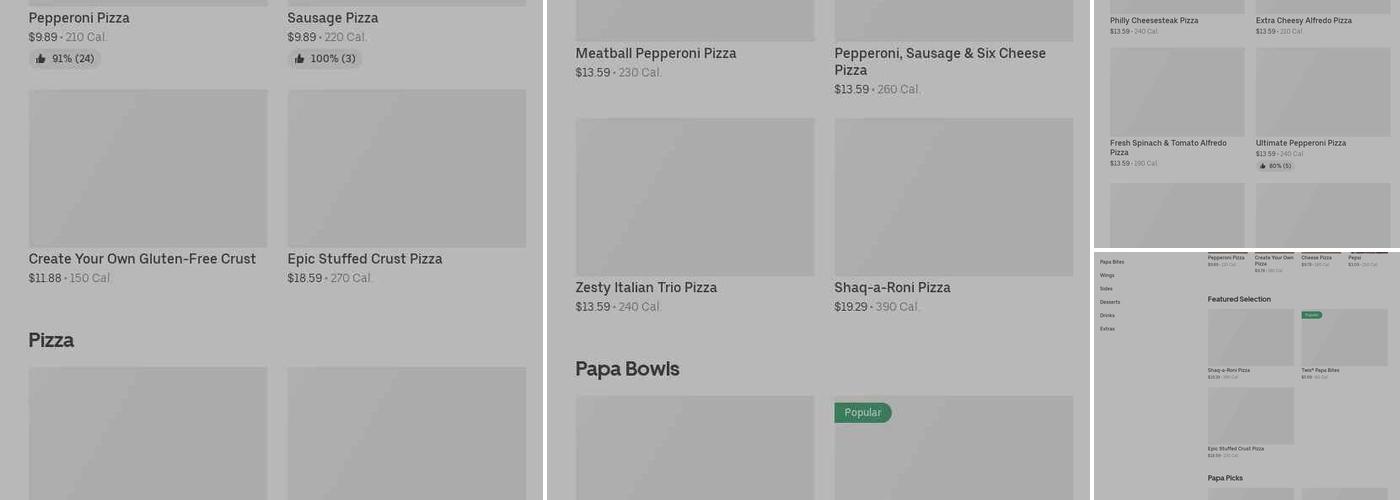 Papa Johns Pizza Menu