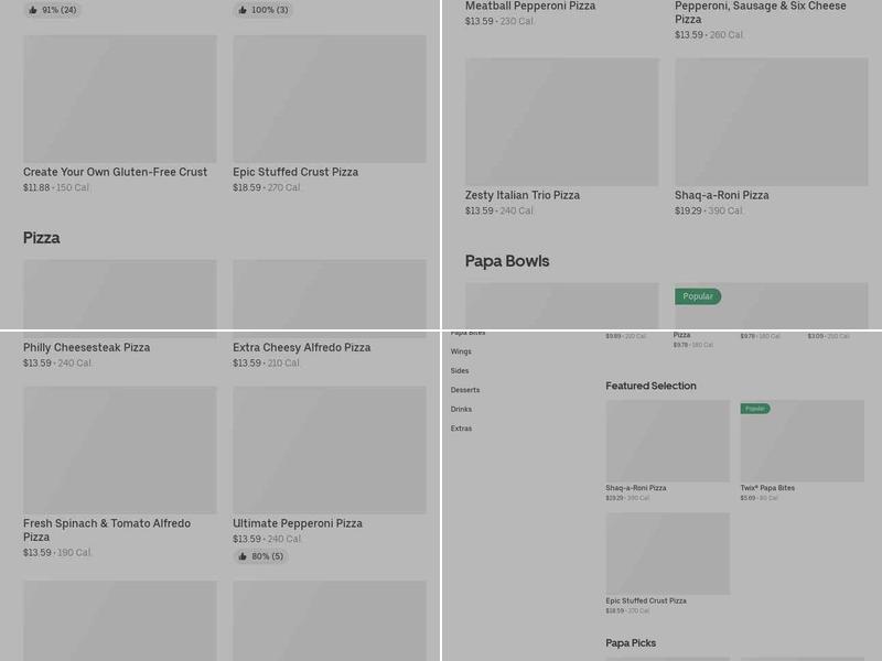 Papa Johns Pizza Menu