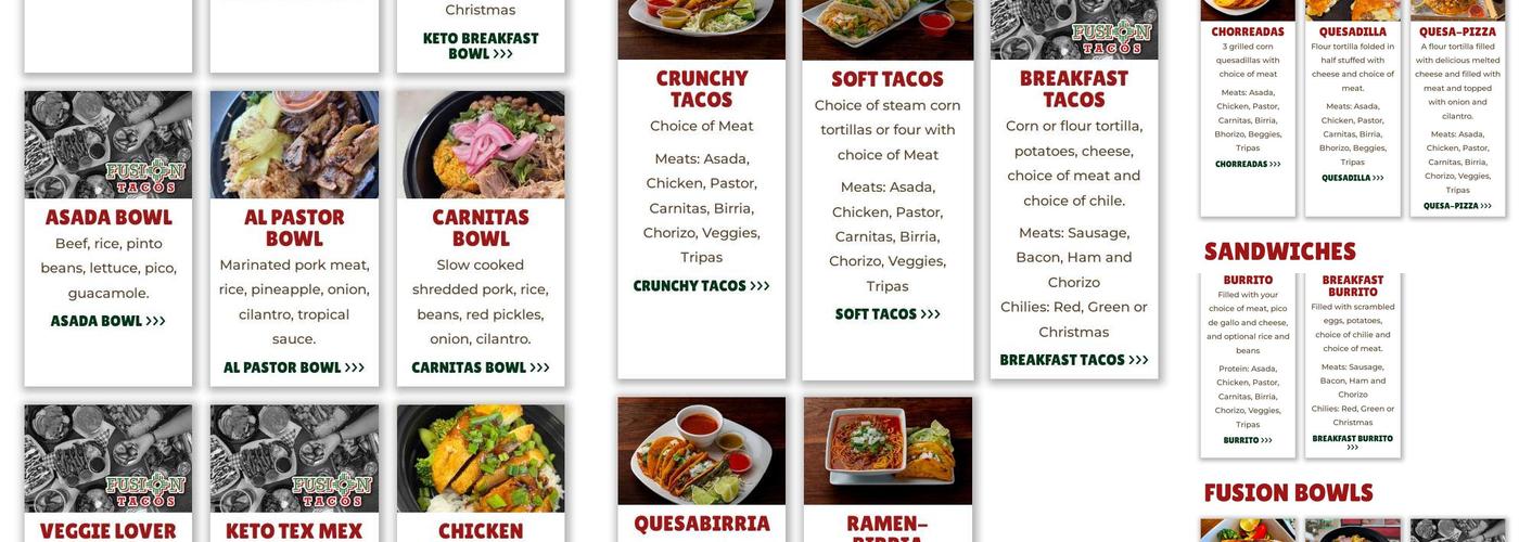 Fusion Tacos @Santa Fe Place Mall Menu