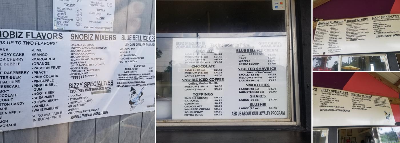 Snobiz Menu