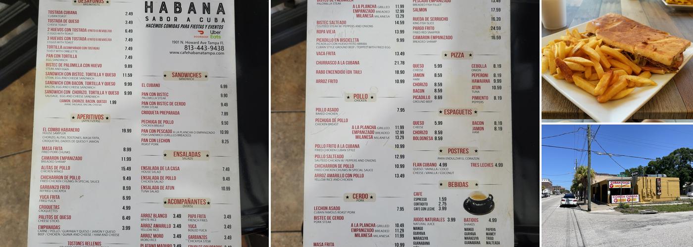 Cafe Habana - Sabor a Cuba Menu