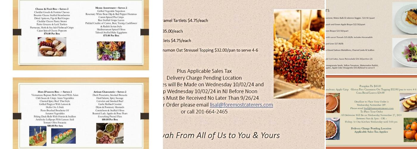 Foremost Glatt Kosher Caterers Menu