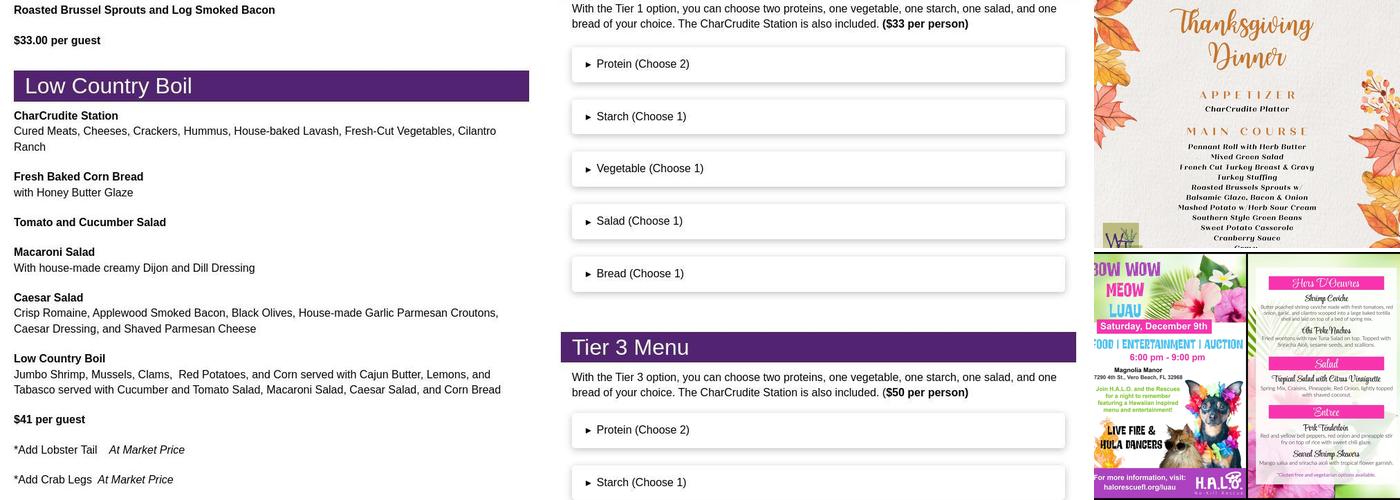 Wild Thyme Catering Menu