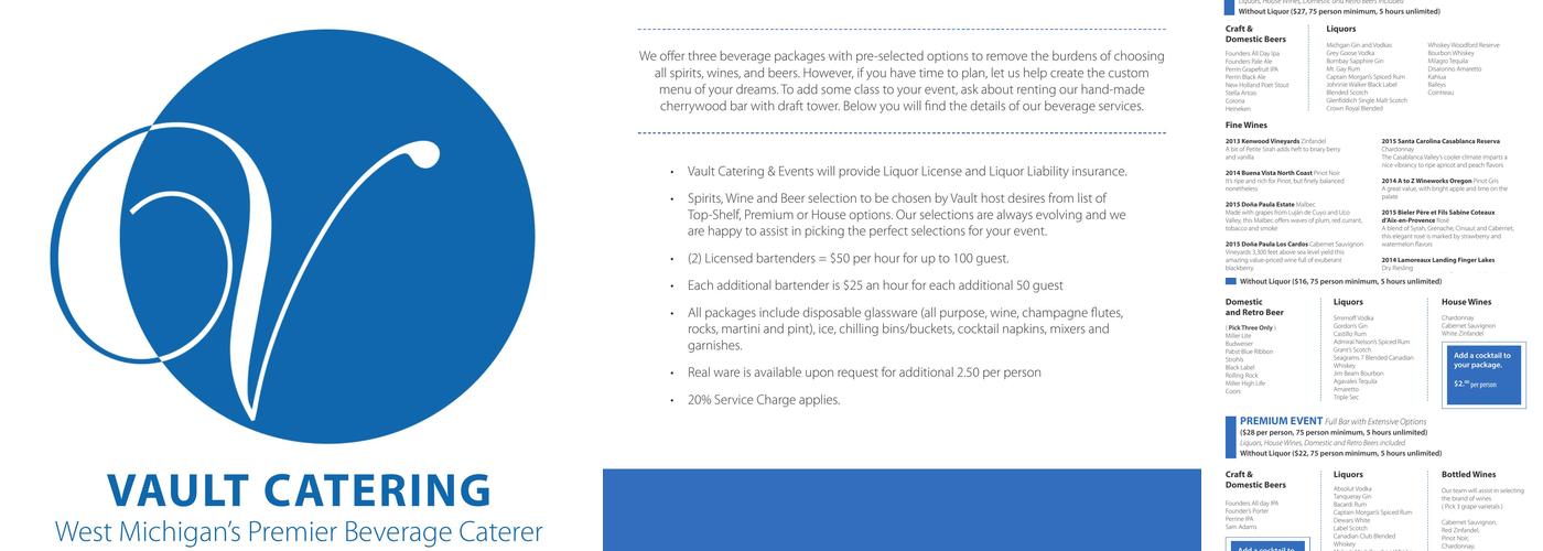 Vault Catering and Events Menu