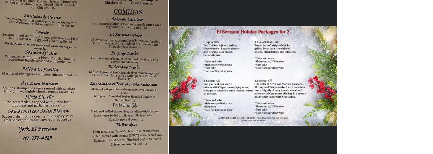 El Serrano Menu