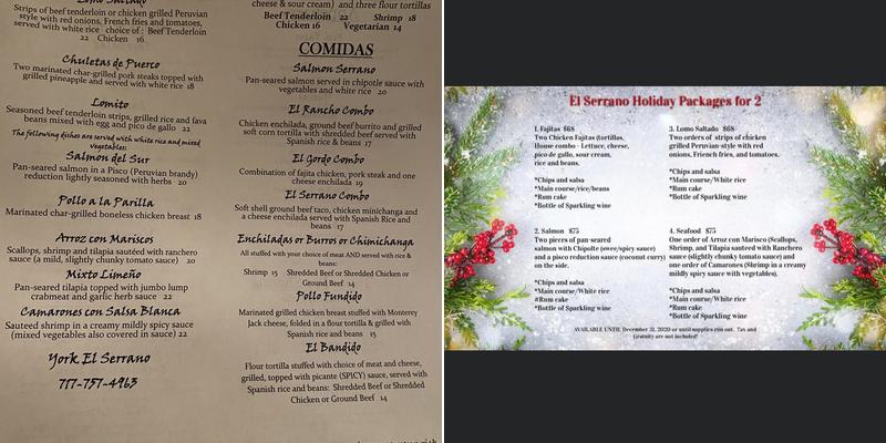 El Serrano Menu