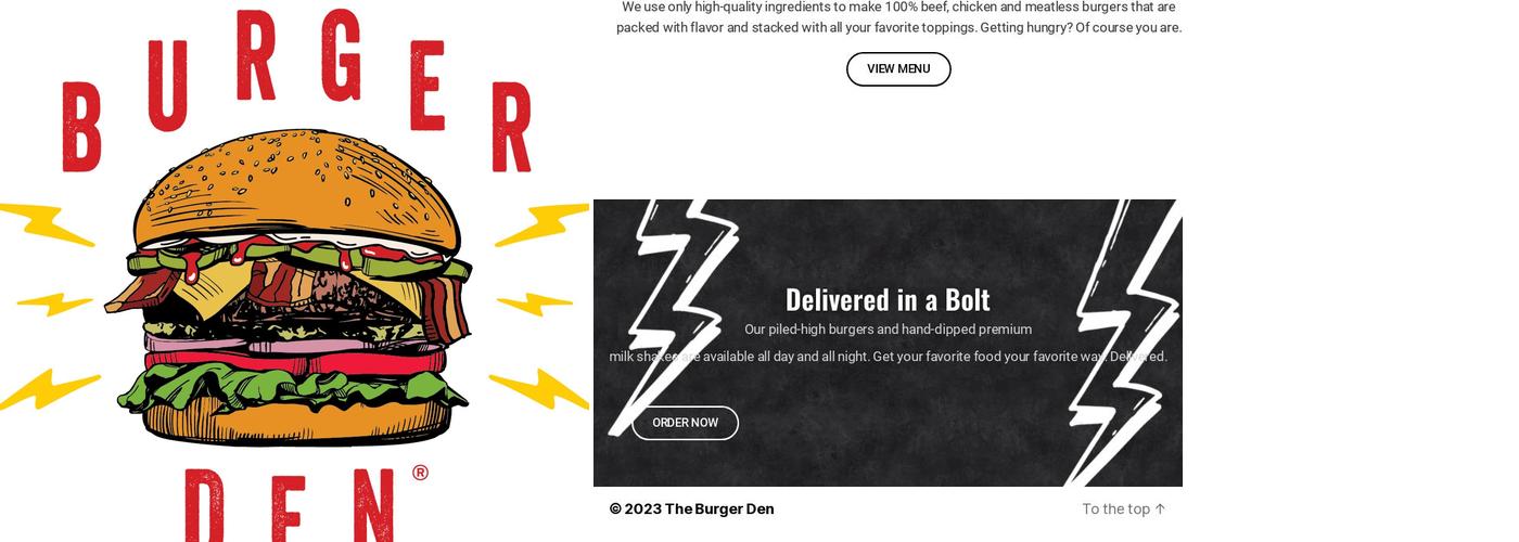 The Burger Den Menu