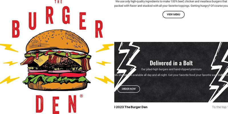 The Burger Den Menu