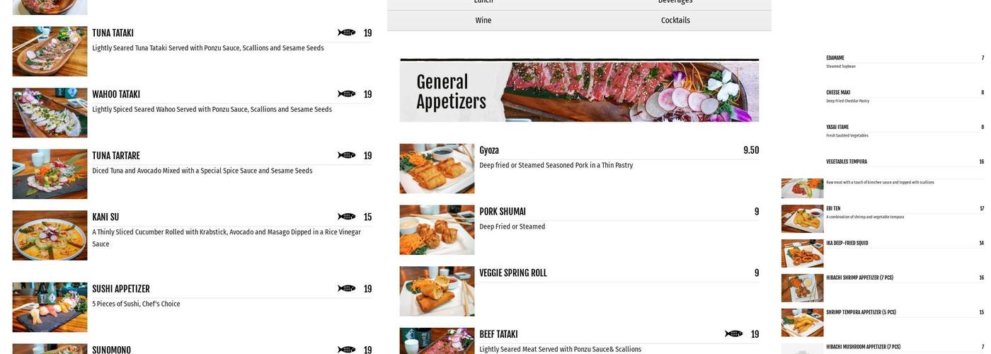 Sushi Sake UM Menu