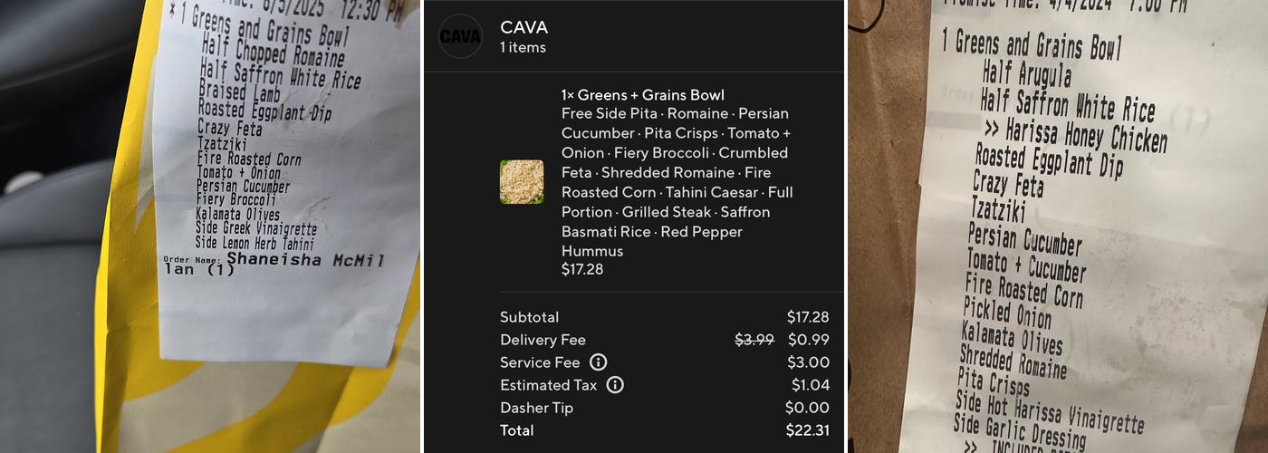 CAVA Menu