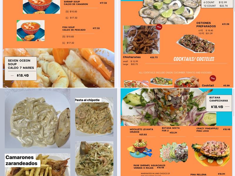 Mariscos playa Miramar LLC Menu