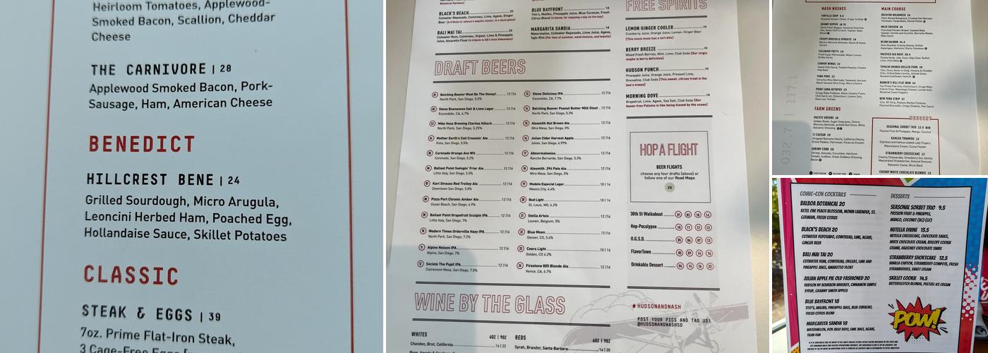 Hudson & Nash Menu