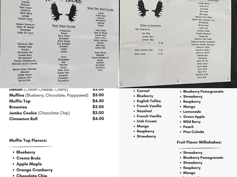 Rustic Blends Menu