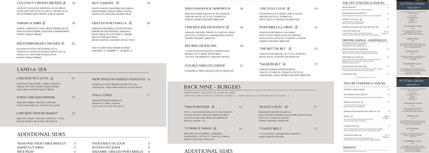 The Overlook at Chickasaw Point Menu