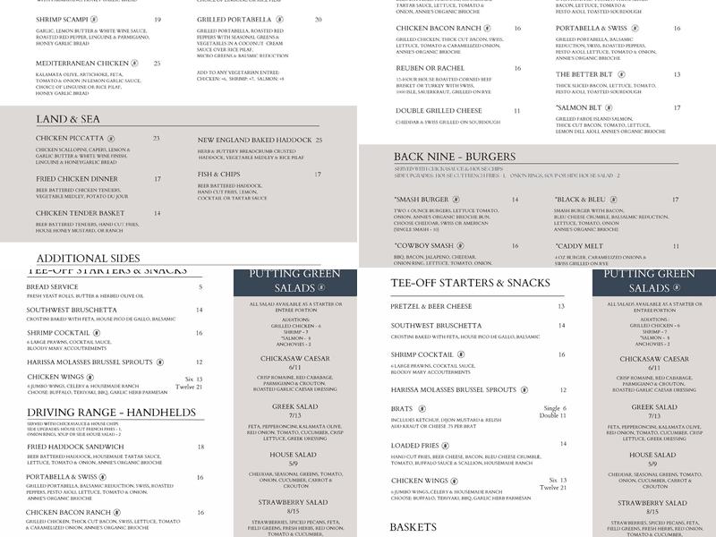 The Overlook at Chickasaw Point Menu