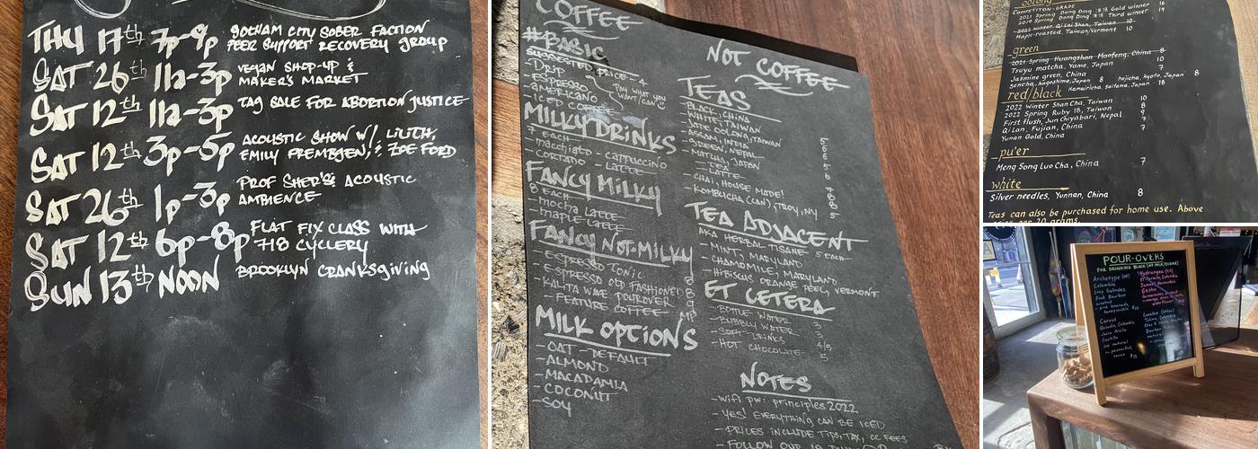 Principles GI Coffee House Menu