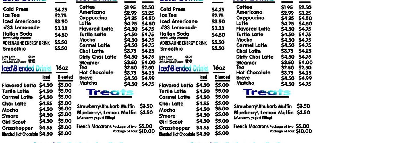 Coffee33 Menu
