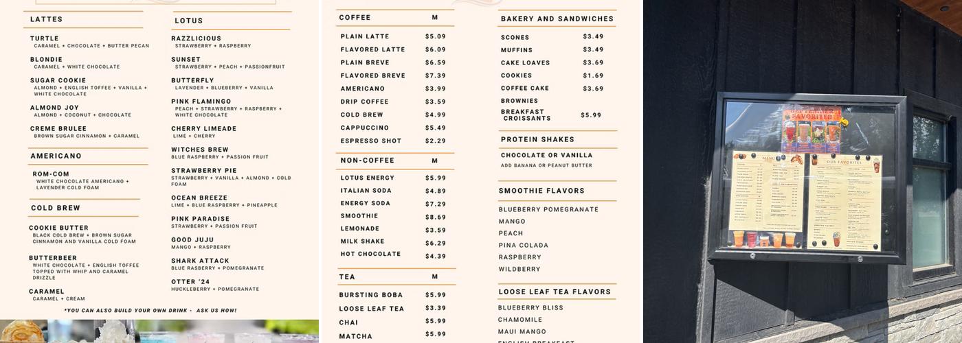 Perks Coffee & Tea Menu
