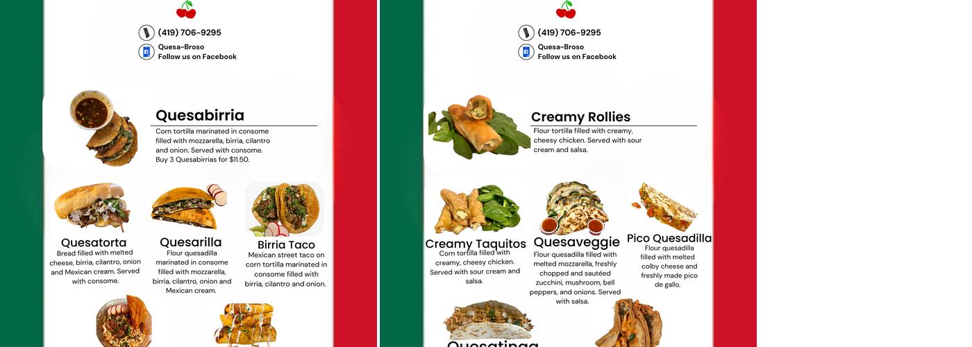 Quesa-Broso Menu