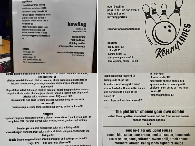 Kenny Lanes Menu