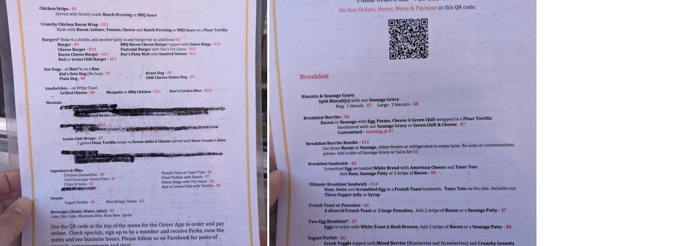 Doc's Menu