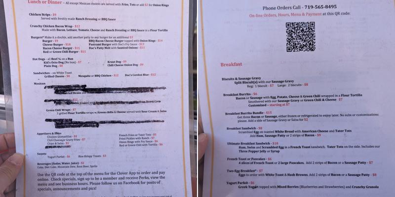 Doc's Menu