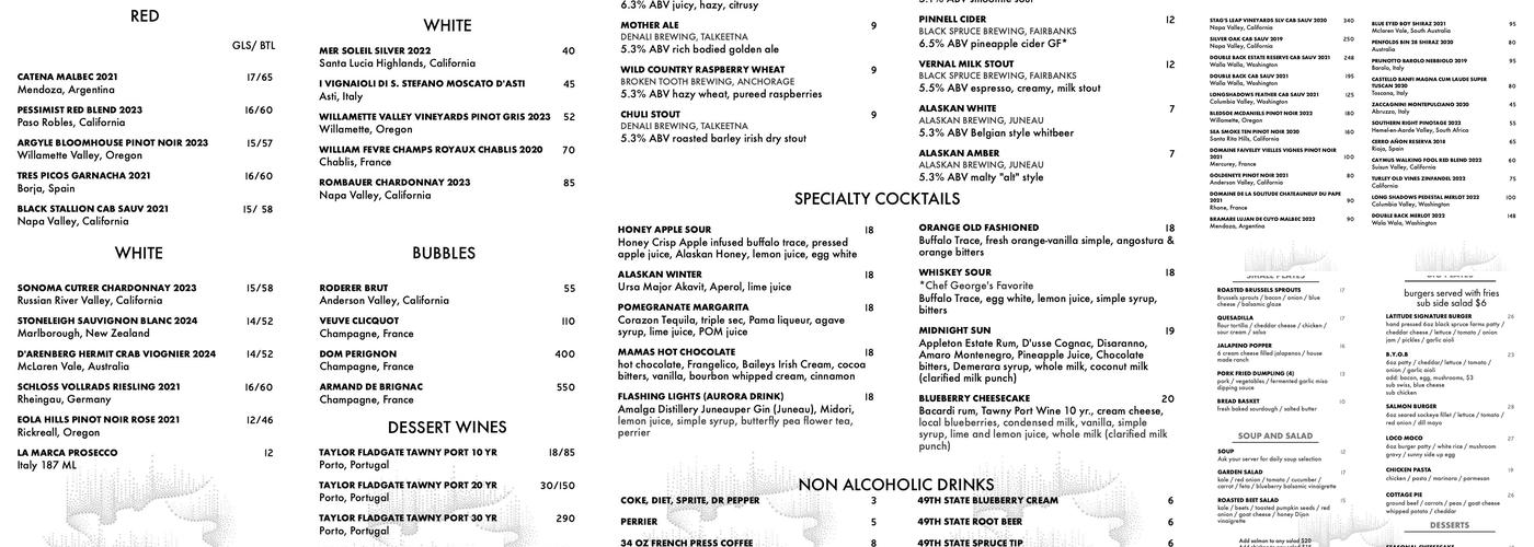 Latitude 65 Menu