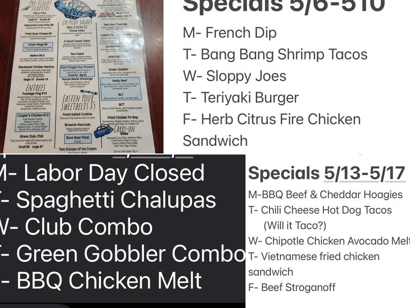 Tipsy Mcfly's Menu