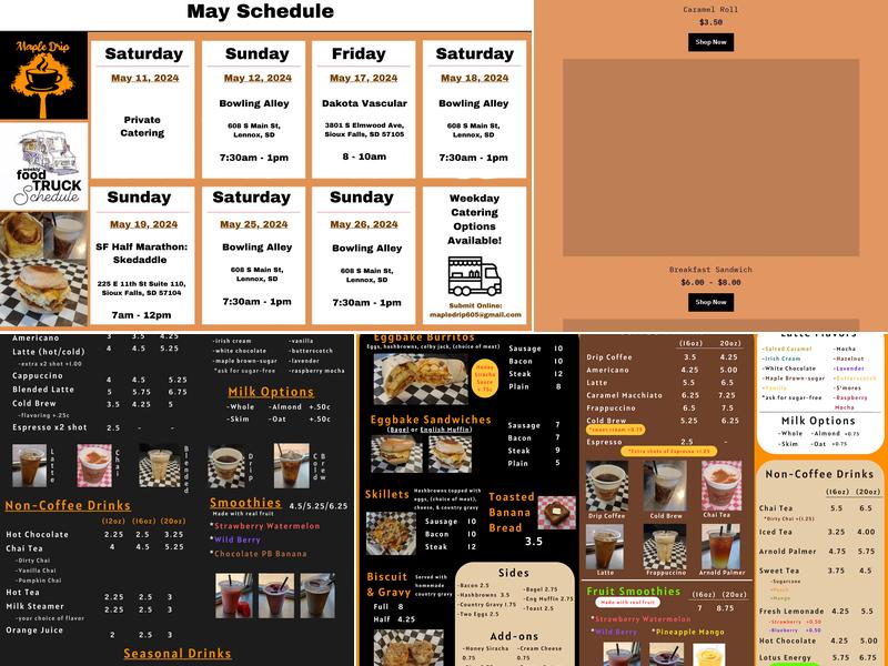 Maple Drip Menu