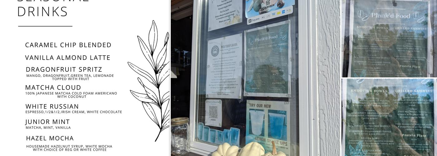 Plank'd Coffee & Tea Menu