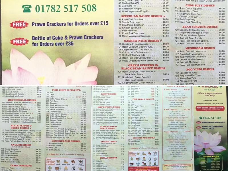 Hosi Fish Chips and Chinese Take Away Menu