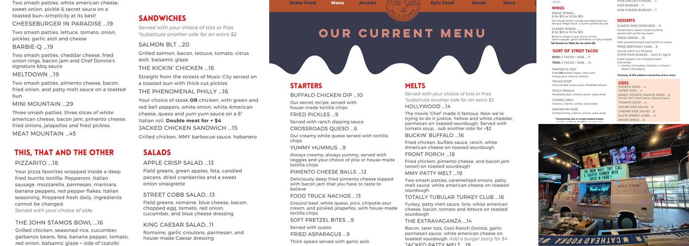Marietta Melt Yard Menu