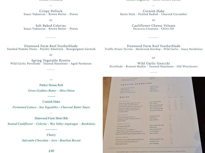 The Flintlock at Cheddleton Menu