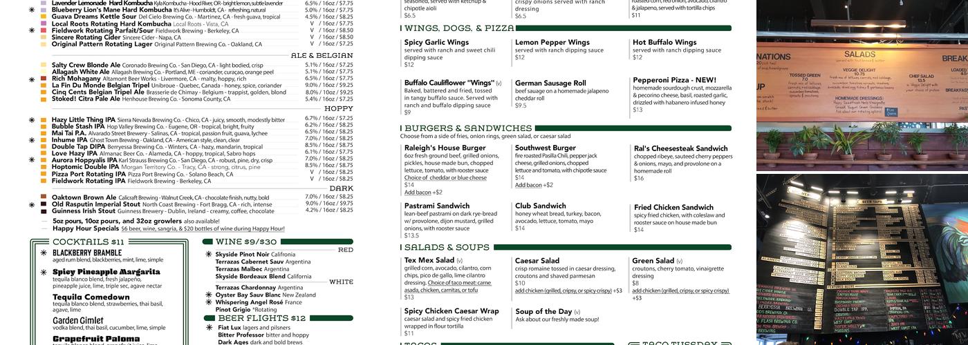 Raleigh's Pub Menu